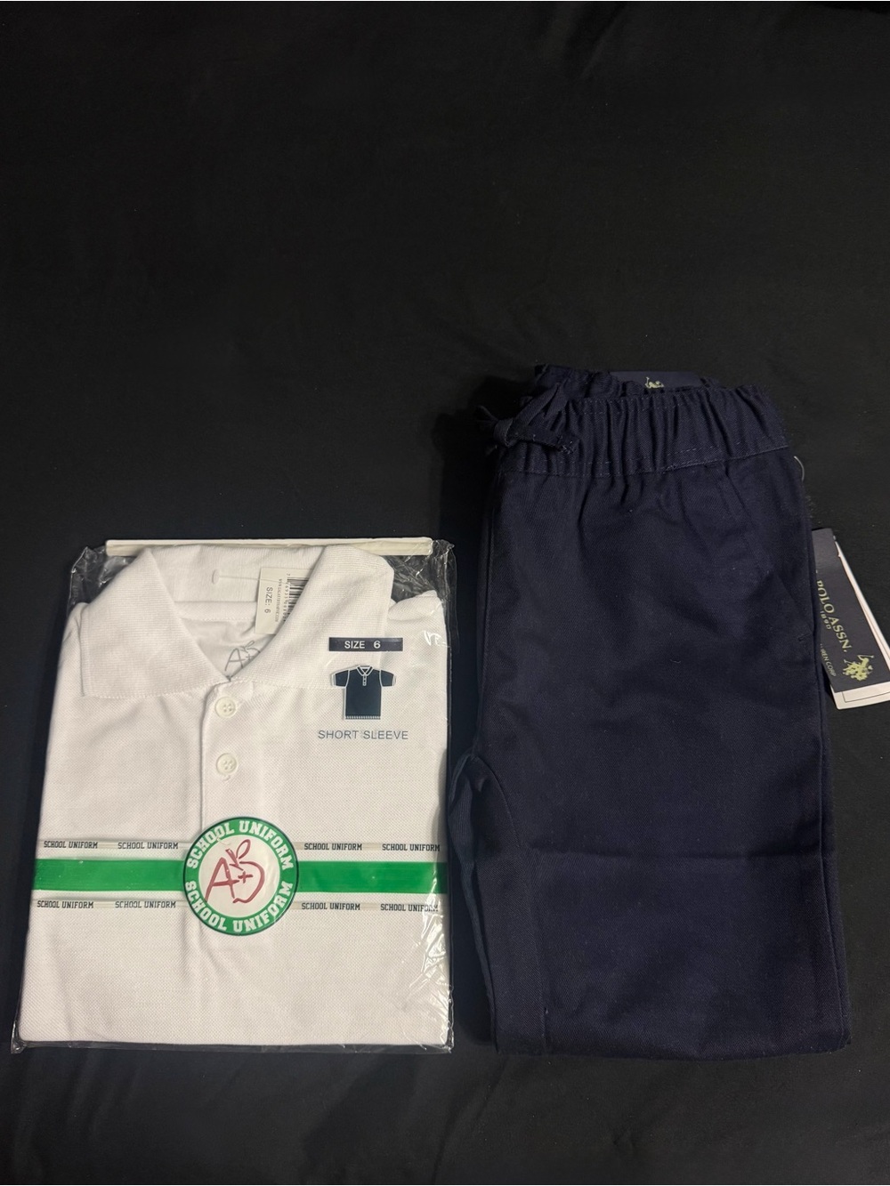 U.S. Polo Assn. Kids White Polo & Navy Pants School Set